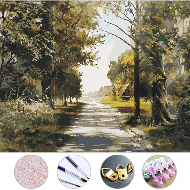 Aliexpress.com : Buy Diy Oil Painting Country road drawing Frameless picture on wall acrylic