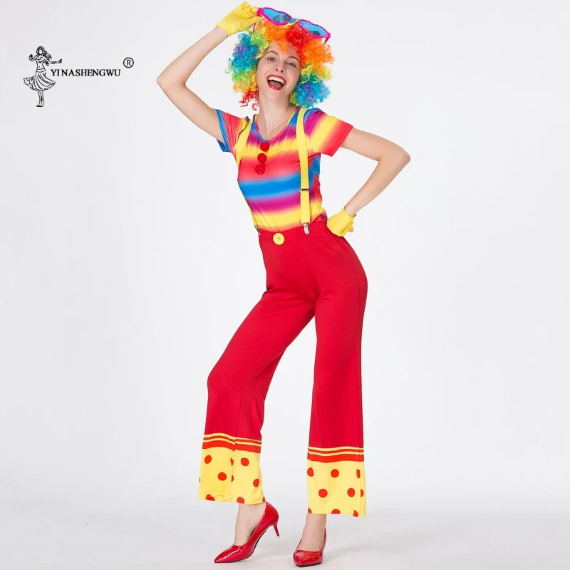 Клоун на Хэллоуин костюм для косплея взрослые вечерние карнавальные костюмы для взрослых Женский Цирк Клоун озорной Арлекин косплей одежда для женщин - Цвет: Red
