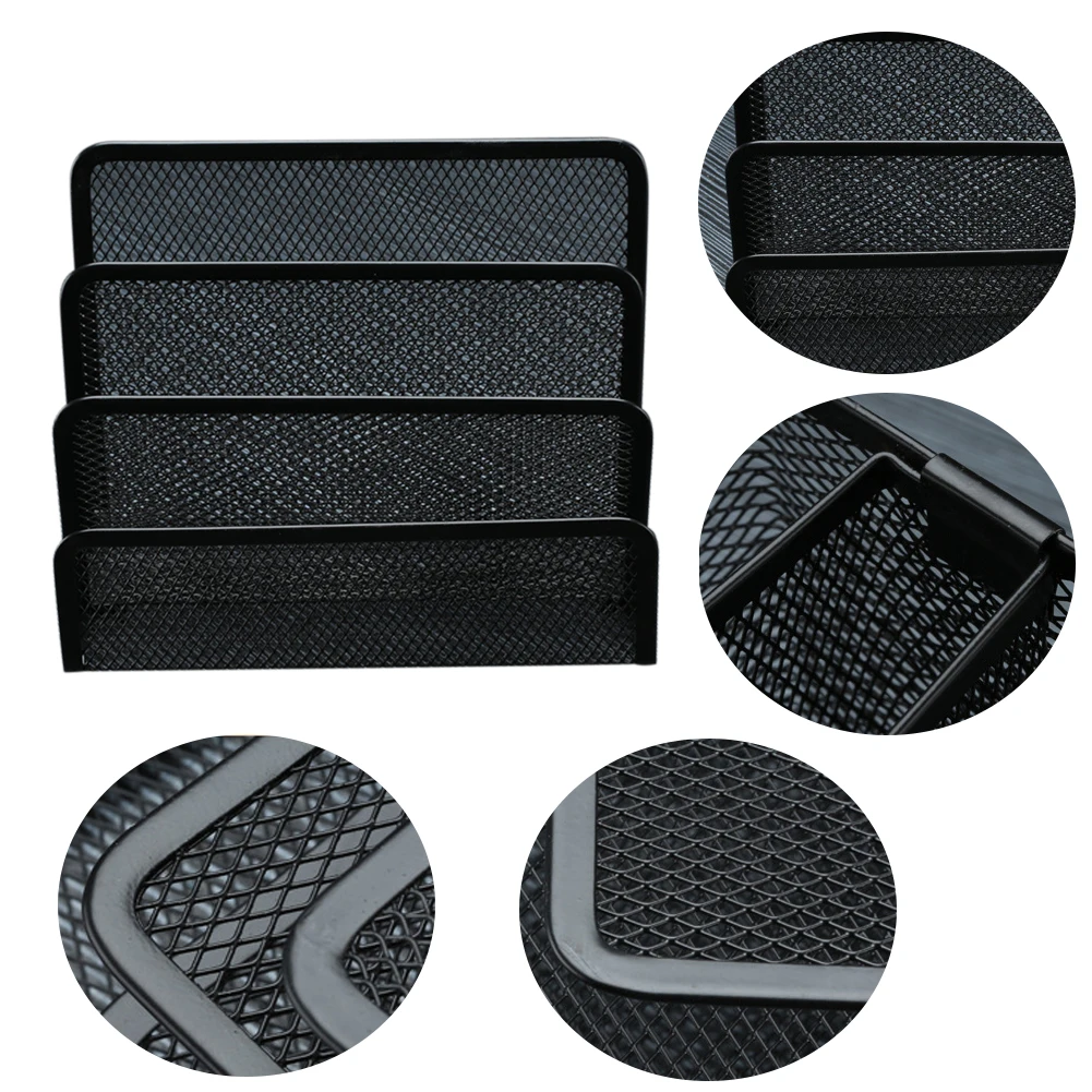 

Practical Document Desk Organizer Tray 3 Layers Office Black File Holder Multi-functional Metal Mesh Space Saving School