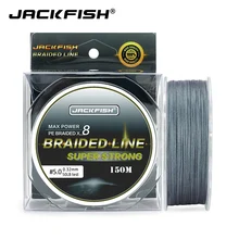 JACKFISH 8 нитей 150 м супер сильная PE плетеная рыболовная леска 10-80LB мультифиламентная леска для ловли карпа в морской воде