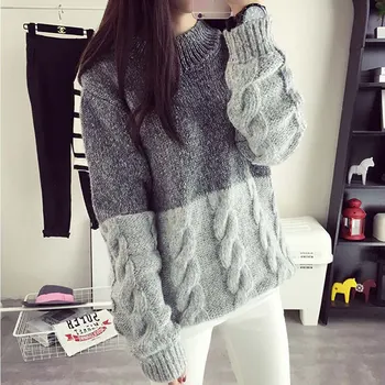 

2019 Autumn Warm Sweater Women Thicken Sweater Winter Female O-neck Long Sleeve Sweater Ladies Loose Sweater Pullover