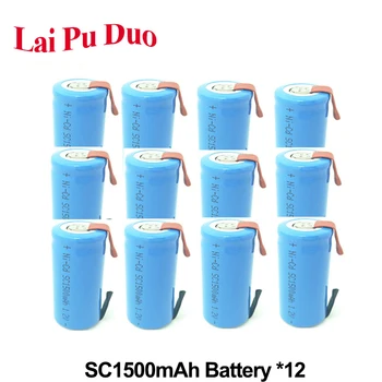

Rechargeable 1.2V 1500mAh NI-CD SC Battery Cell Subc Batteria For Power Bank SC Accumulator 12 Pack