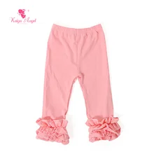 Kaiya Angel/штаны для обледенения леггинсы персикового цвета с 3 рюшами для девочек,, штаны для девочек, От 1 до 9 лет, однотонные детские штаны, одежда