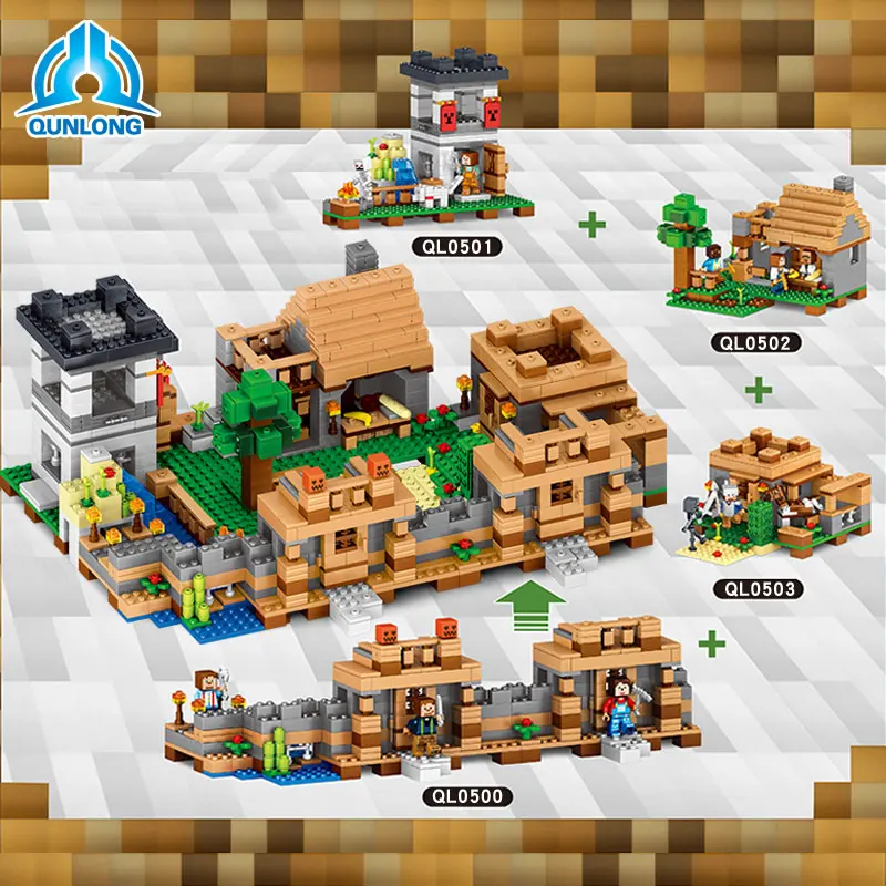 4in1 my world Village building block NinJjago Dragon Blocks Compatible L@egoed Figures City Bricks Educational toys for children