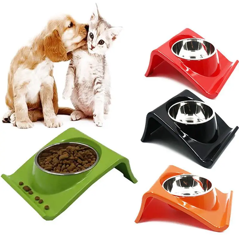 

Pet Dog Bowl Stainless Steel Travel Feeding Feeder Water Food Bowl Anti-slip Cat Dish Tilted Feeder Slope Base for Pet Dog Puppy