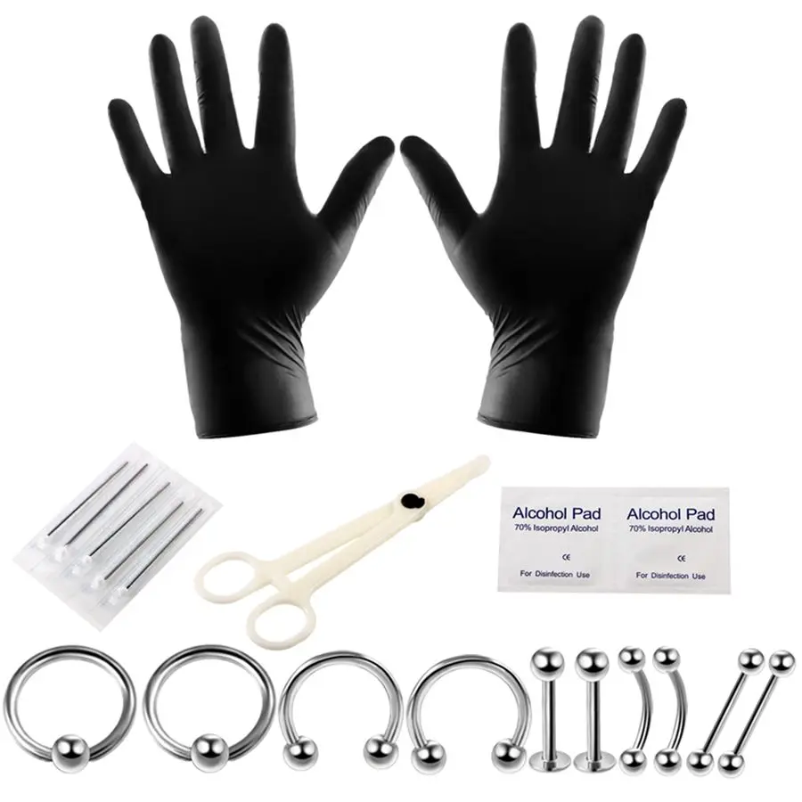 20Pcs/lot Pro Body Piercing Tools Kit Piercing Needle Disposable for