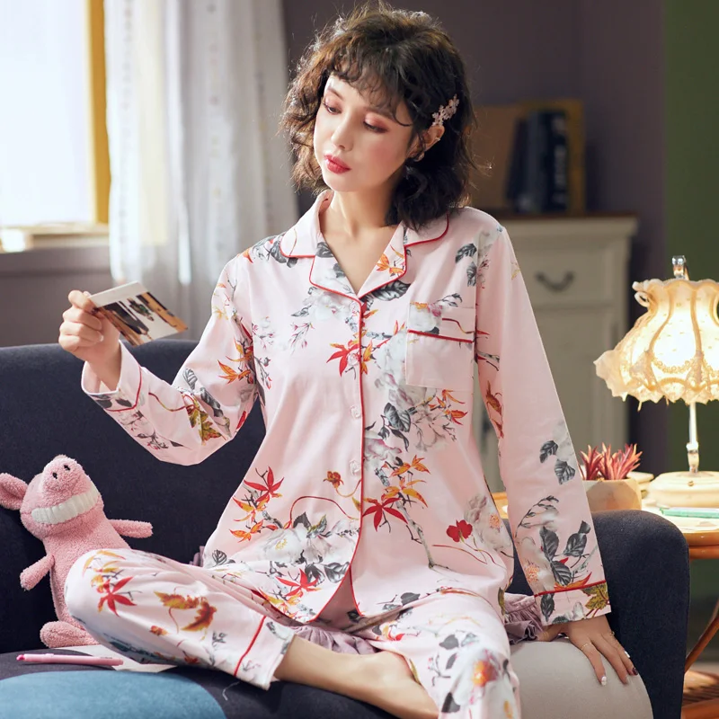 Весна 2019 WAVMIT новый женские пижамы хлопок костюмы Длинные Топы корректирующие комплект Женская пижама наборы для ухода за кожей ночной