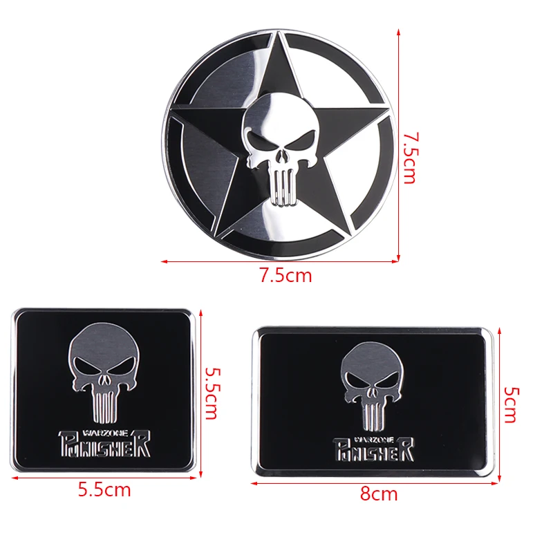 

Car-styling 3D THE Punisher Sticker Aluminum Emblem Badge Cool Car Trunk Metal Decals With Laptop sticker Decoration accessories