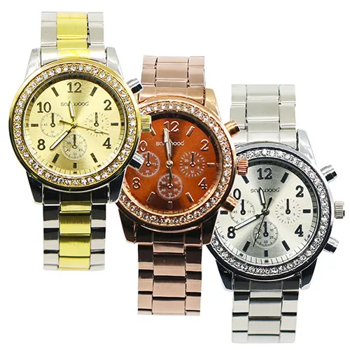 2017 Unisex Steel Band Quartz Watch with 3-Subdial 