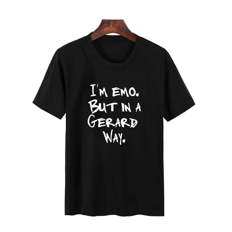 I'M Emo But In A Gerard Way футболка для женщин Harajuku круглый вырез хлопок короткий рукав лето забавная музыка футболка Mcr группа Fan Pun Топы