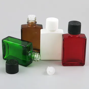 

Square Amber Clear Black Blue Red White Glass Bottle 30ml 1 oz e liquid Perfume Essential Oil Bottles containers 20pcs