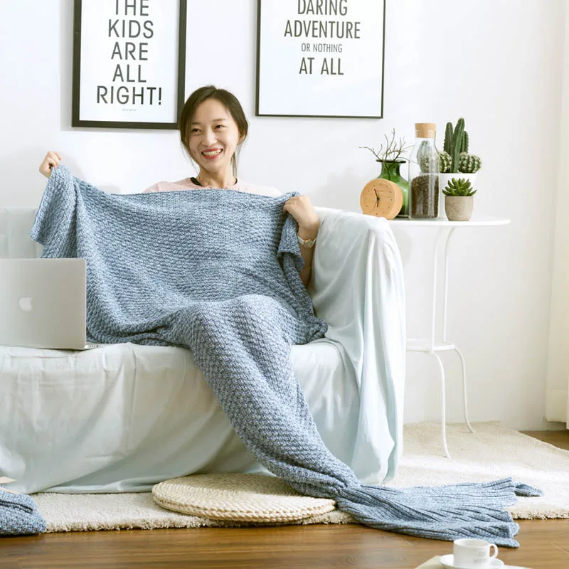 

Knitting Handmade Fish Mermaid Tail Shape Sofa Bed Sleeping Bag Quilt Blanket