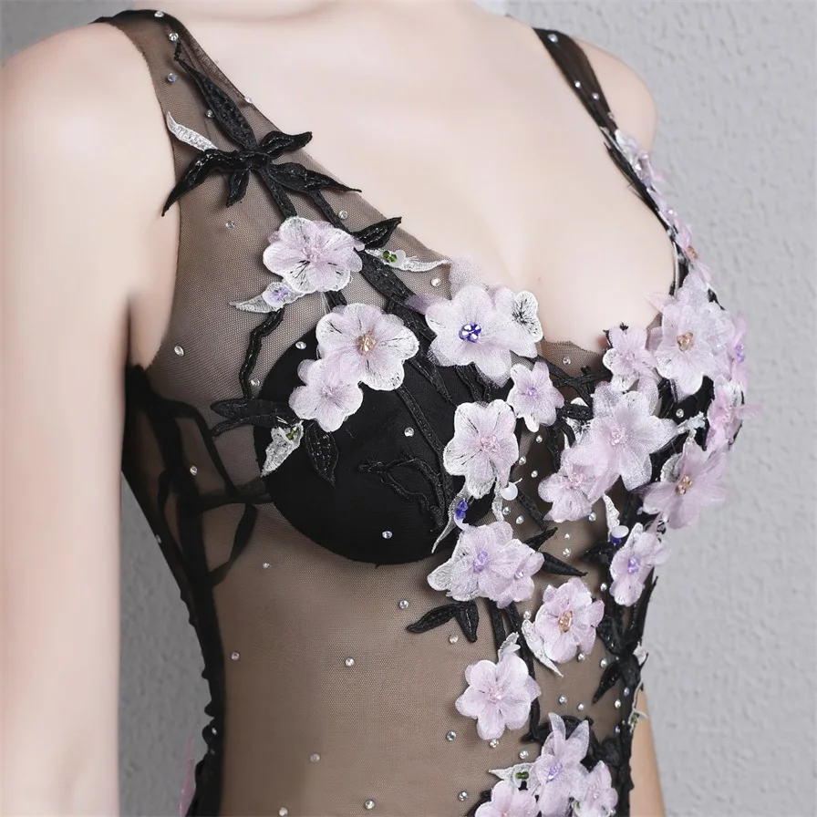 Floor-length laço flor manual gausy sexy estrela