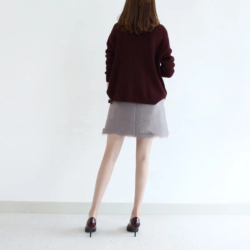 2018-Autumn and winter new sweater women's high collar loose wild sweet slim slimming sweate-Free shipping