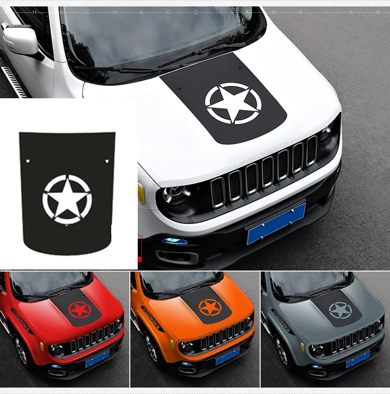 Виниловая наклейка в виде звезды из углеродного волокна для Jeep Renegade 2015 2016