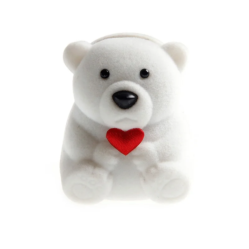 Высокое качество Маленький милый медведь ювелирные изделия подарочные коробки f кольца и маленькие серьги кулон ожерелье - Цвет: Белый