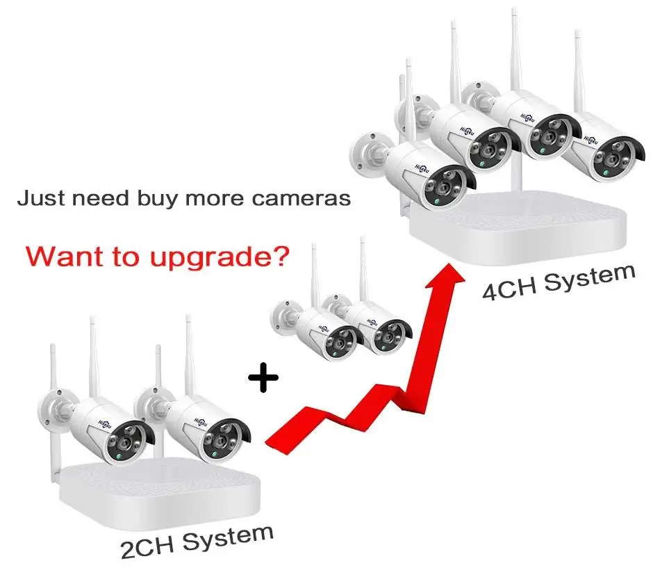 Hiseeu, 4CH, 960 P/1080 P, беспроводная система видеонаблюдения, wifi, 2 шт, 1.3MP, 2MP, водонепроницаемая ip-камера, Открытый комплект безопасности, CCTV, выдвижная