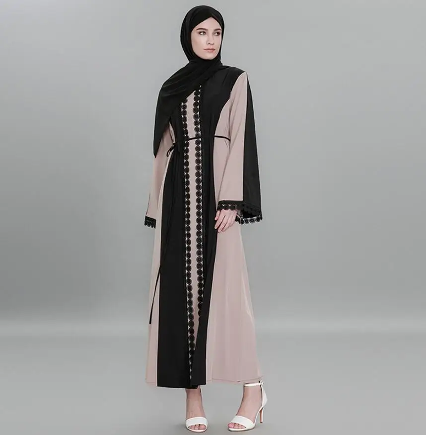 2018 мода кружева шить Абаи Исламская платье для Для женщин взрослых Новый стиль мусульманских хит цвет Ближний Восток платье a775