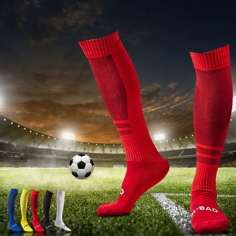 Adults Professional Men Soccer Socks Stocking Sporting Socks Cotton Knee Football Breathable Absorbent Running