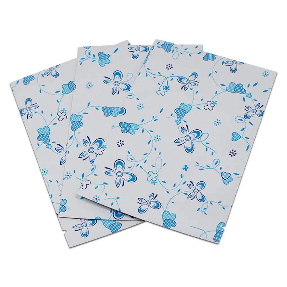 

100Pcs Aluminum Foil Bags With Flower Printed Open Top Heat Seal Vacuum Bags Food Grade Package Bag for Christmas Wedding Favor