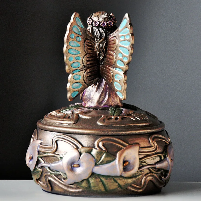 Flower Fairy Jewelry Box European Ring Boxes Princess Earring Bracelet Necklace Organizer Metal Polishing Curve Storage Box