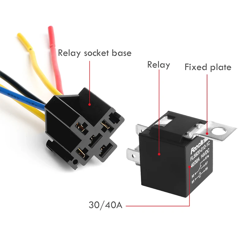 EASYGUARD SPDT автомобильное реле с гнездами провода DC12V 30/40 AMP 5-pin