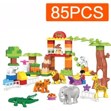 Бренд, животные, большие частицы, строительные блоки, набор зоопарка, для детей, сделай сам, креативный, Duploe, кирпич, развивающие, для детей, игрушки, подарки