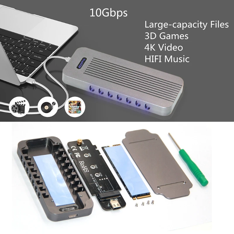 

Type C USB 3.1 To NVME PCI-E HDD Enclosure SSD Hard Disk Drive Connector Box