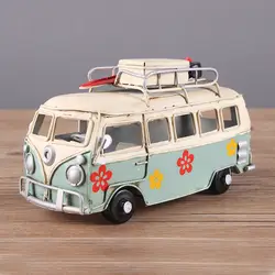 12 Стиль Винтаж красочный цветок Автобус металлическая модель ручной Classic Кемпинг автобус игрушка дома настольные украшения для девочек