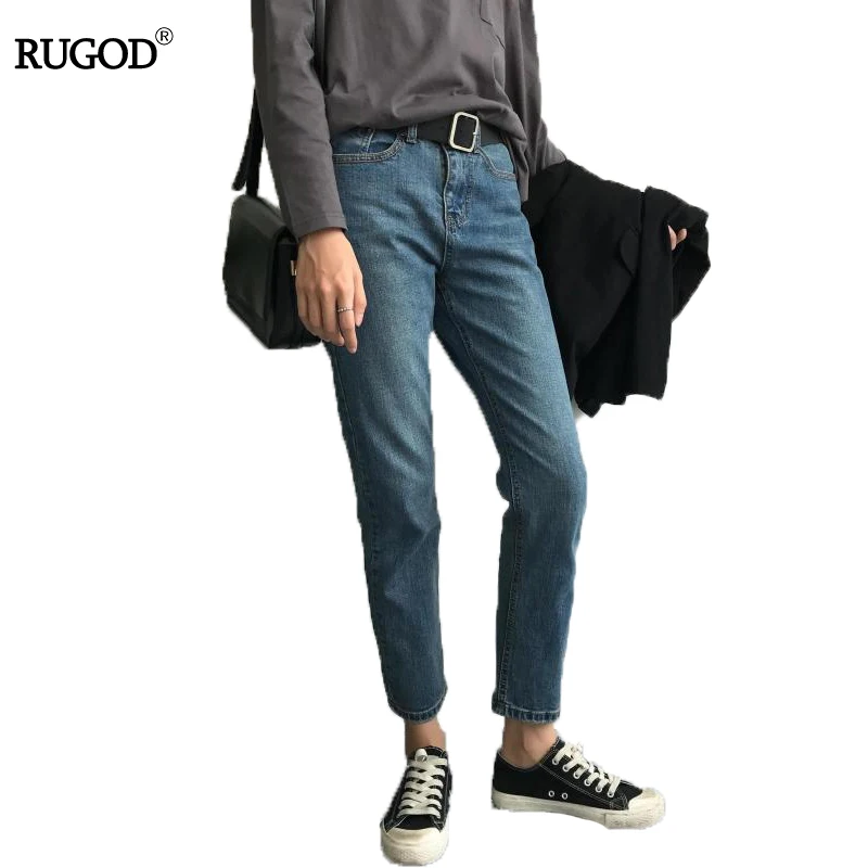 

RUGOD 2018 New Auttumn Winter Jeans Woman Fashion Blue Plus Size Warm Jeans High Quality Mid Waist Long Jeans Pants Women