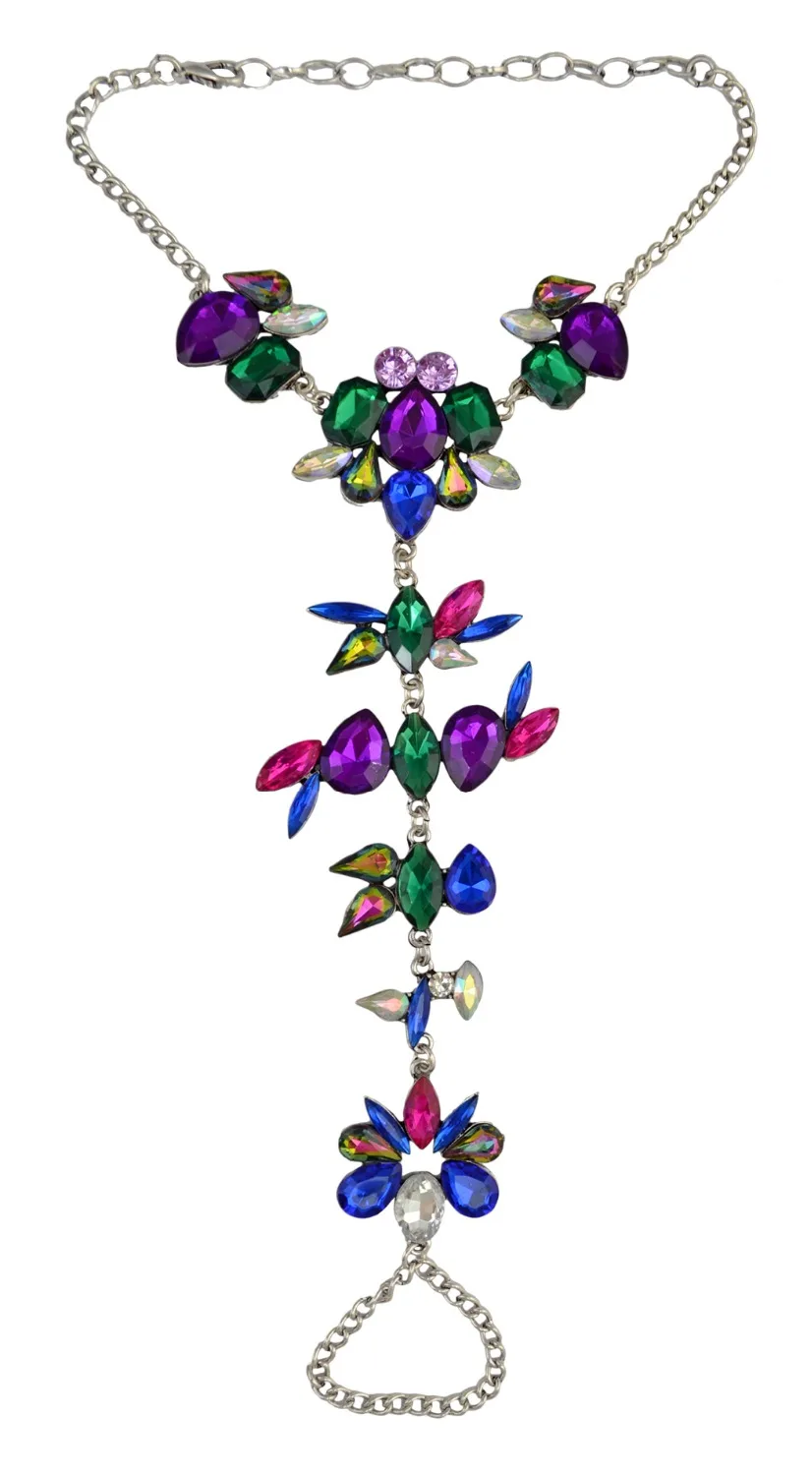 New Arrival 3 Colors Beach Boho Charm Inlay Crystal Rhinestone Flower Shape Summer Anklet For Women