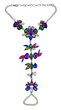 New Arrival 3 Colors Beach Boho Charm Inlay Crystal Rhinestone Flower Shape Summer Anklet For Women