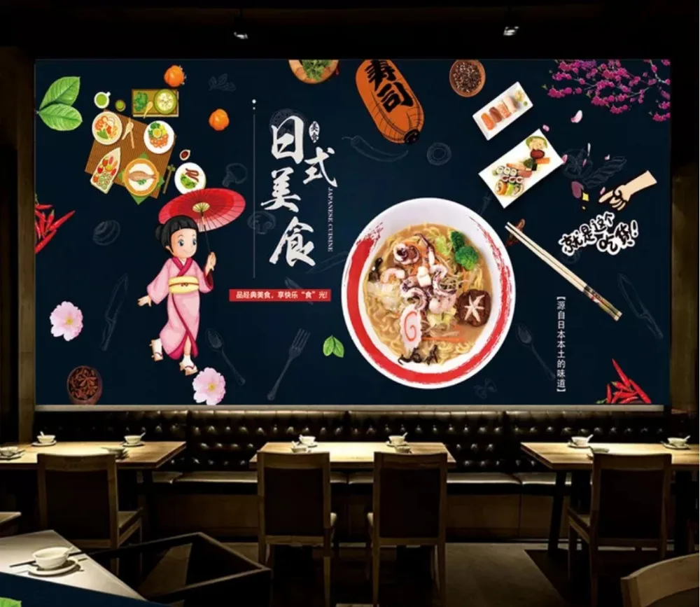 Beibehang пользовательские моды декоративная живопись Японская еда суши Ресторан питание оснастки задний план обои папье peint