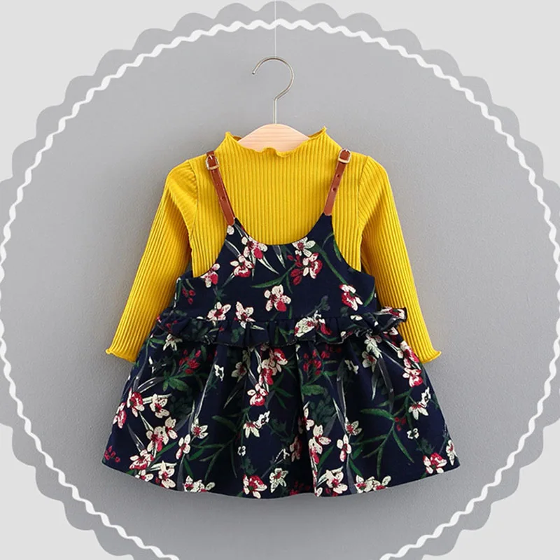 yellow Платья для малышей; коллекция года; одежда для маленьких девочек; платье принцессы для девочек; трикотажная детская одежда; Детские праздничные платья принцессы - Цвет: yellow