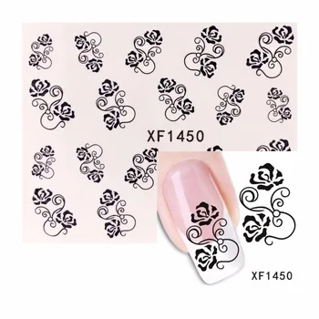 WUF 1 Sheet Charming Feathers Dream Catcher Nail Art Water Tattoo Design Nails Flowers Water Transfer Decals 1450