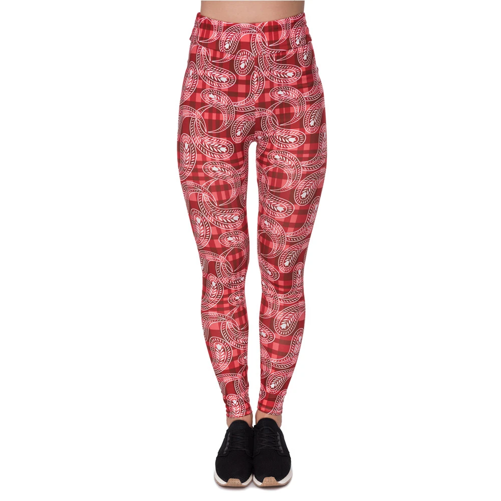 

Unique Design High Waist Legging Tartan Bandand Printing Women Fitness Leggings Fashion Sexy Woman Pants