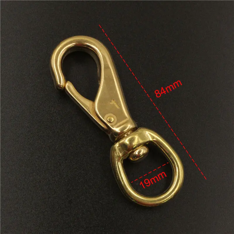 Solid Brass Swivel Eye Snap Hook Multi-use Boat Hook Fob Clip Horse Gear Marine Pet Rope Clips 6/8"