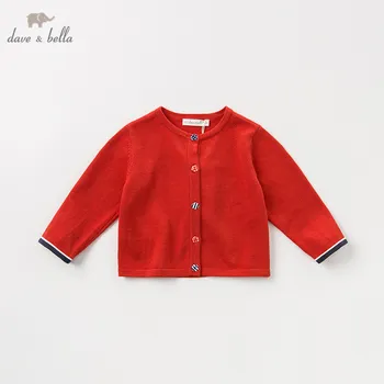 

DB11846-1 dave bella autumn infant baby girls fashion red cartoon print cardigan kids toddler coat children cute knitted sweater