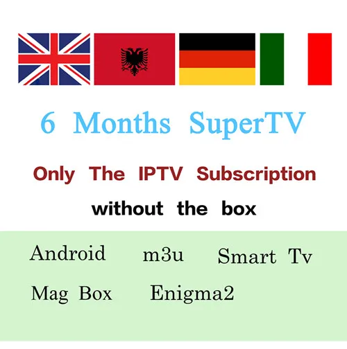 Италия IPTV подписка для Италии немецкий Великобритания Албания Европа Italia для взрослых Live IPTV m3u Enigma2 Smart IPTV Android BOX stb VLC - Цвет: Super IPTV 6Months