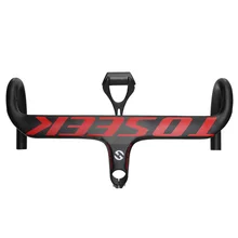 TOSEEK Full Carbon Handlebar Road Bike Integrated handlebar 400 /420/440 mm Bicycle Bent Bar With Odometer Bracket rxl sl cycling carbon handlebar 28 6mm integrated handlebar road bike 400 420 440 grey ud matt bent bar bicycle handlebar