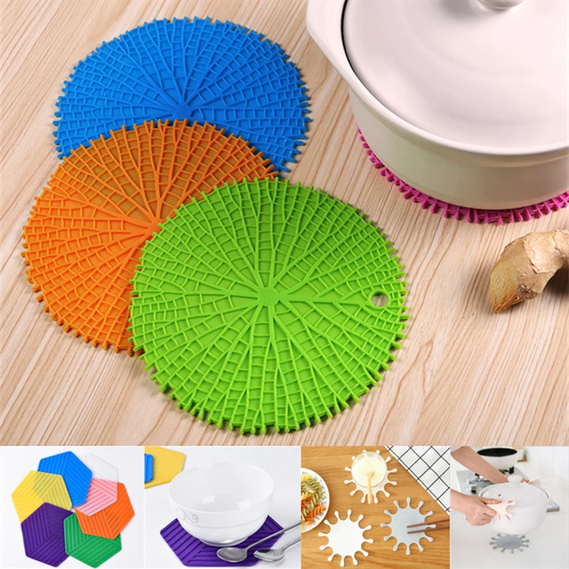 

Thicken Silicone Mat Cup stand Non-Slip Insulation Pad Cup Bowl Mat Solid color hot stands Pad pot Holder Kitchen Accessories