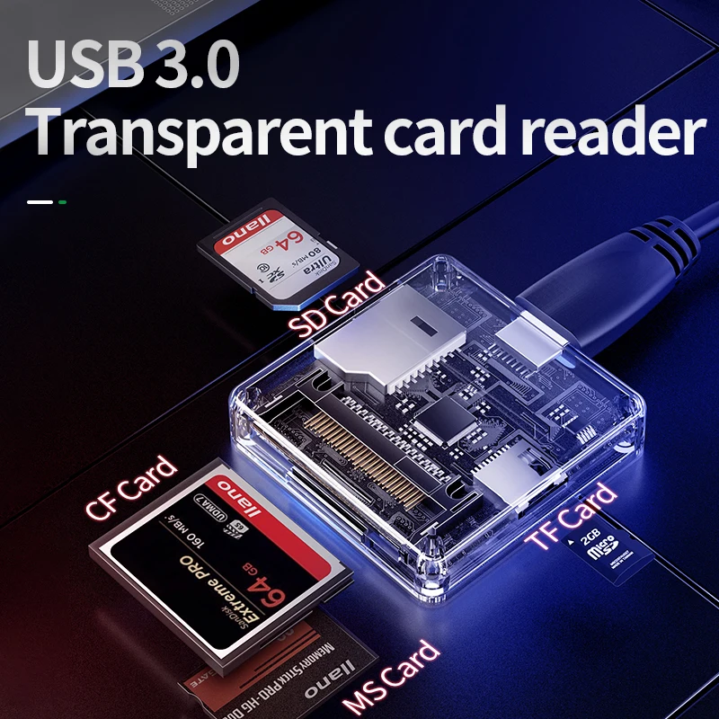4-in-1 Multi USB 3.0 smart card reader flash multi-memory card reader for USB3.0/SD/TF/MS/CF card reading micor SD flash card