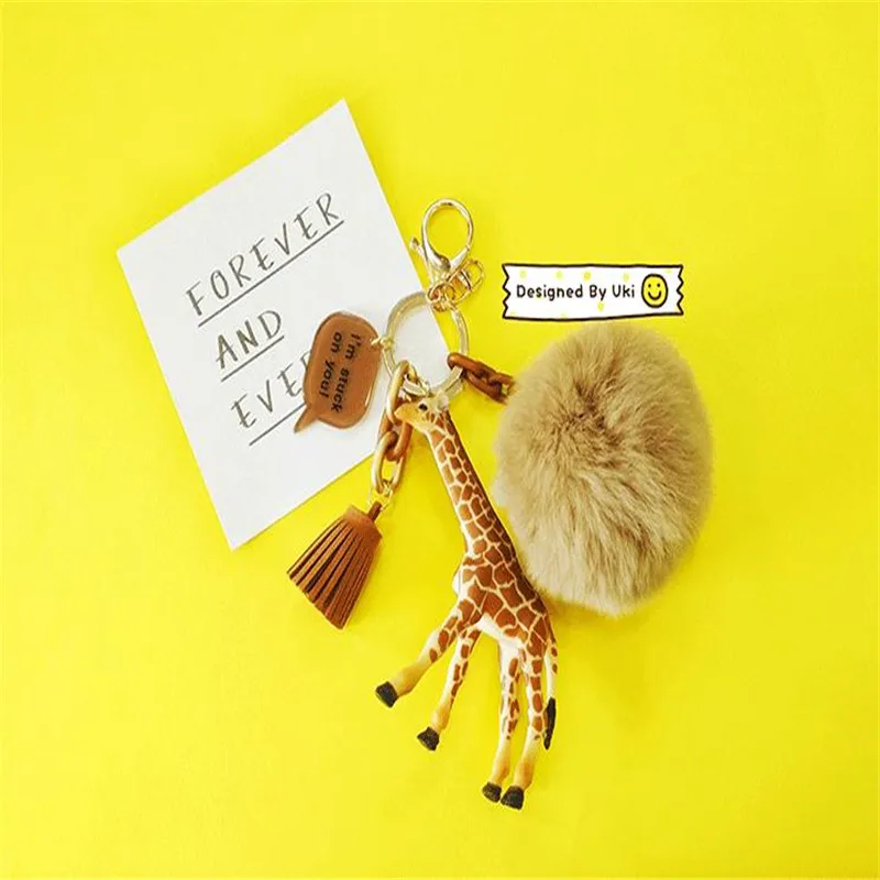 Cute plush zebra giraffe keychain Plush toys keychain ladies car bag