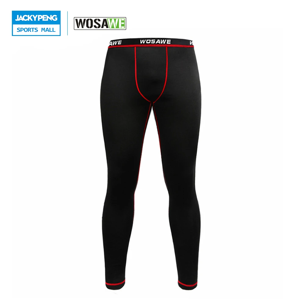 

WOSAWE Men Fleece Thermal Base Layer Cycling Tights & Pants Ski Motorcycle Gym Fitness Running Bike Bicycle Skinsuit Clothing