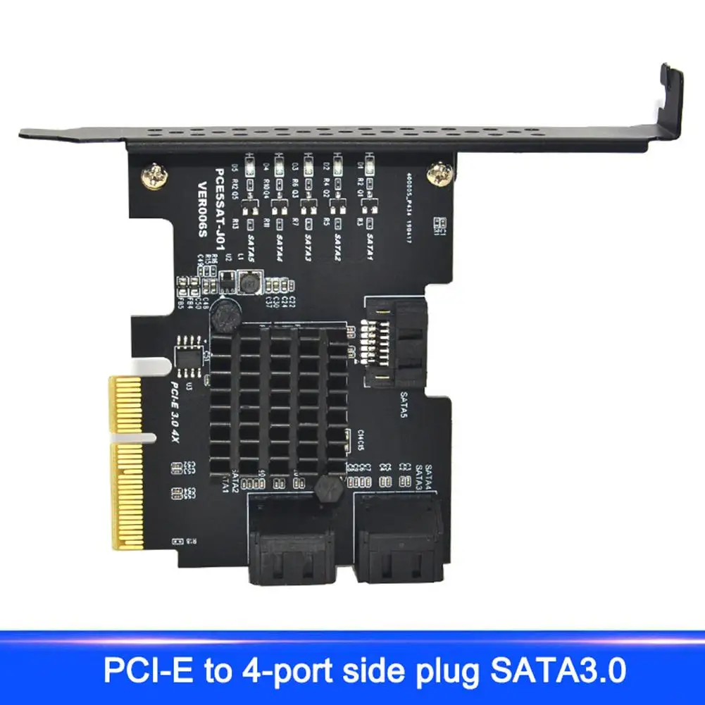 

HOT PC PCI-E to 4-Ports Side Plug SATA3.0 6Gbps Hard Drive Expansion Card Adapter