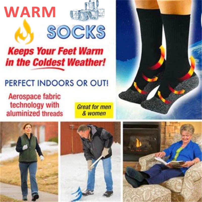 

1Pair Winter Aluminized Insulation Fibers Heat Socks Keep Feet Warm and Dry Men and Women Aluminum Fiber Sock Gift Christmas