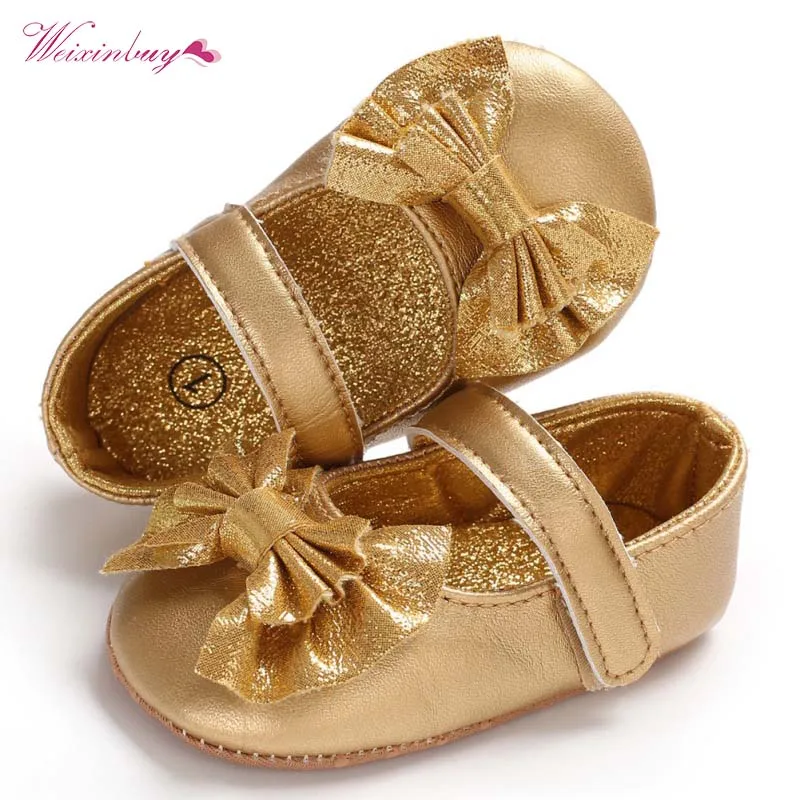 

Newborn Infant Toddler Princess Baby Girls Shoes Big Bow Pu Leather Soft Sole No-slip First Walker Prewalker Crib Shoe