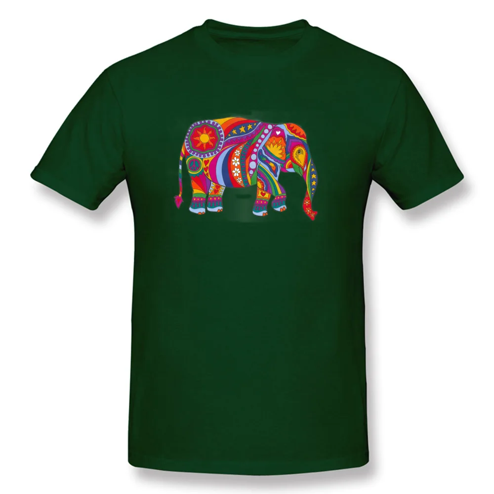 Psychedelic Elephant Tshirts Short Sleeve Casual Dominant Men's Summer Tops Tees Casual T Shirt Round Neck 100% Cotton Psychedelic Elephant dark