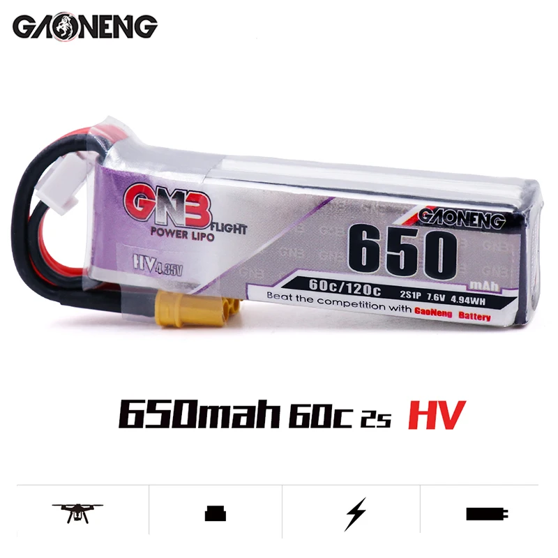 5 шт. Lipo аккумулятор Gaoneng GNB HV 650mAh 60C 1s 2s 3s 4S HV с разъемом PH2.0 XT30 для Emax Tinyhawk Kingkong LDARC TINY