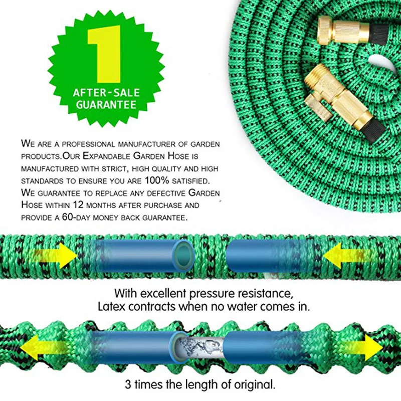Hose Garden Scalable Gardening Magic Rubber Flexible Swellable Water Pipe Spray Gun Outdoor Watering System Car Wash 25FT-75FT Hose Garden Scalable Gardening Magic Rubber Flexible Swellable Water Pipe Spray Gun Outdoor Watering System Car Wash 25FT-75FT
